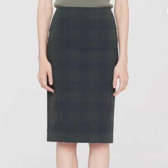 rag & bone Dresses & Skirts - Rag & Bone Green Plaid Textured Stretch Pencil Skirt Zippered Back Womens Sz 4